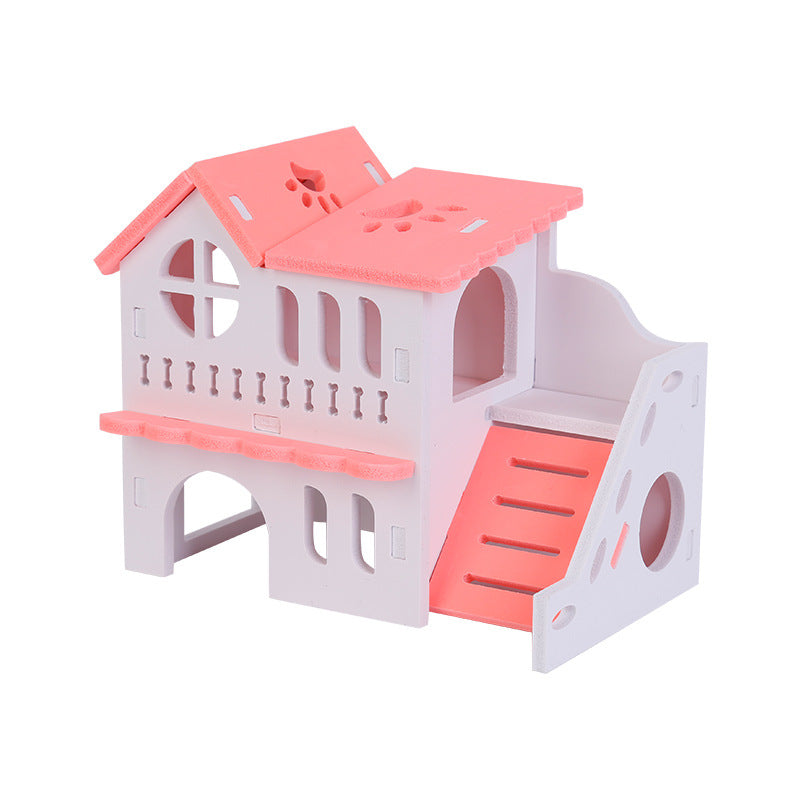 Large Double-Layer Wooden Villa Hamster Toy House
