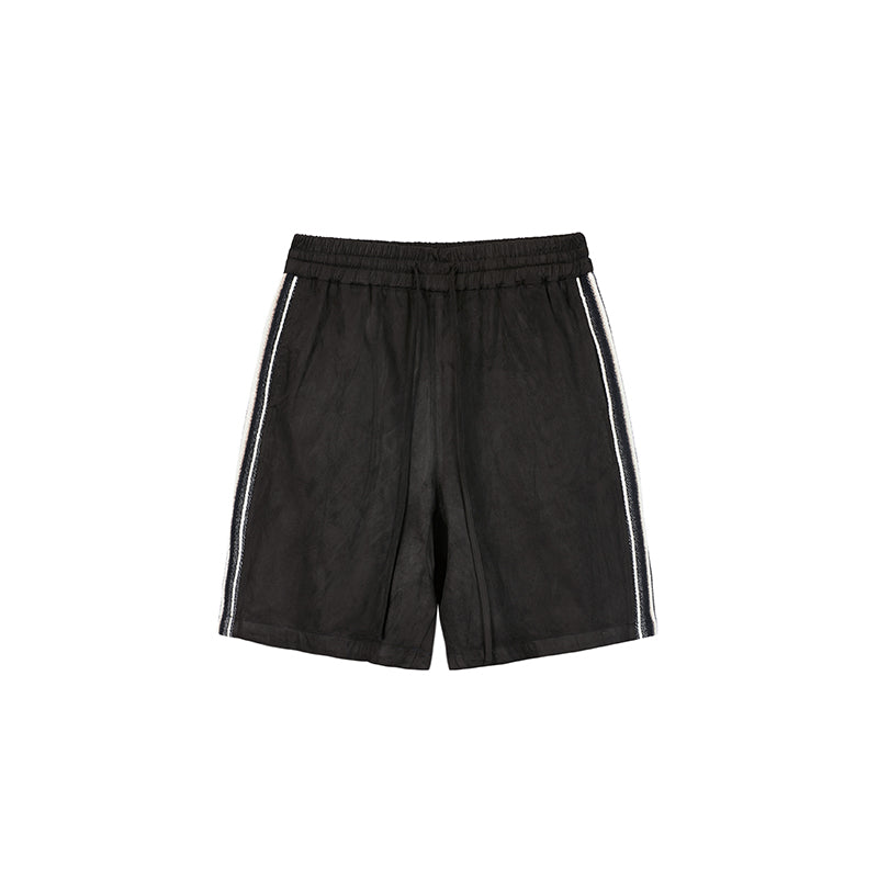 Suede Side Stitching Five-Point Shorts