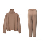 High Neck Slim Fit Sweater and Pants Two-Piece Set