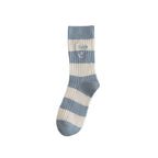 Women's Cotton Mid-Calf Socks - Breathable Embroidered Design