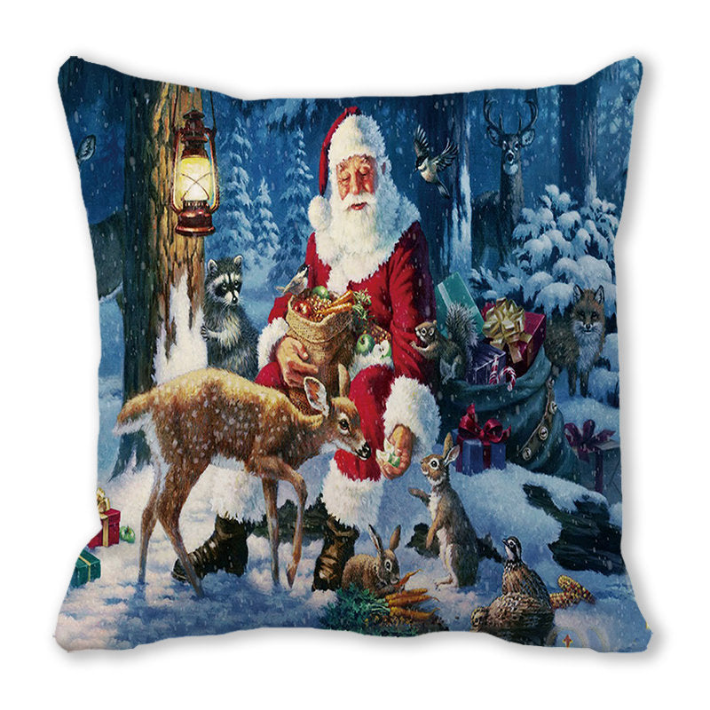 Merry Christmas Peach Skin Fabric Sofa Cushion Pillow