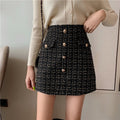 Plaid A-Line High Waist Tweed Skirt for Women