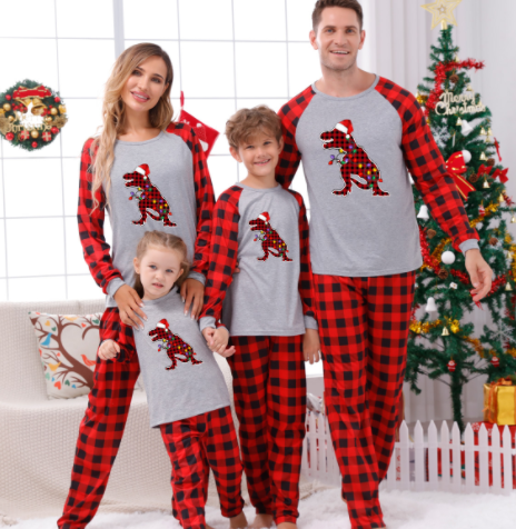 Parent-Child Christmas Plaid Patchwork Outfits