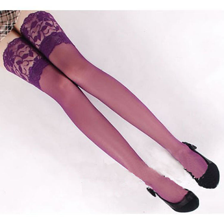 Lace Trim Adult Stockings, Sexy Sheer Thigh Highs