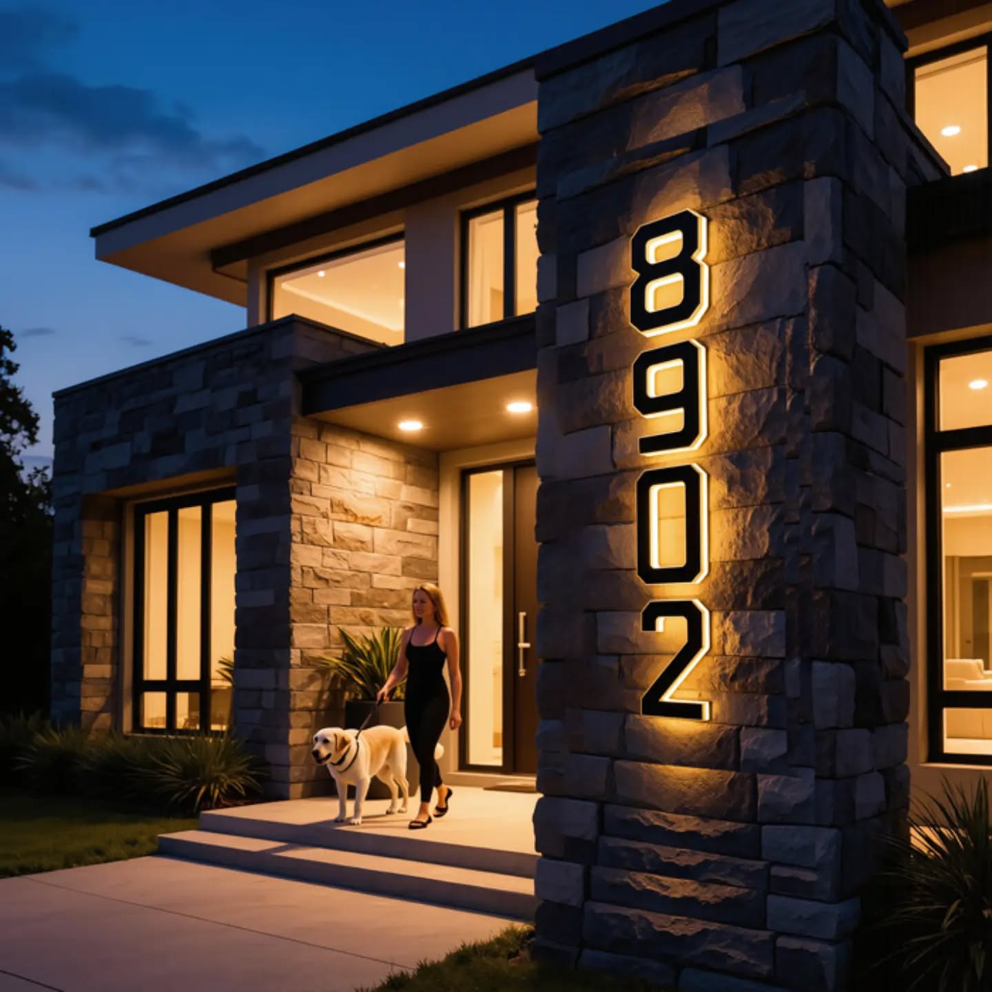 Custom Solar LED House Number Sign 6.7"