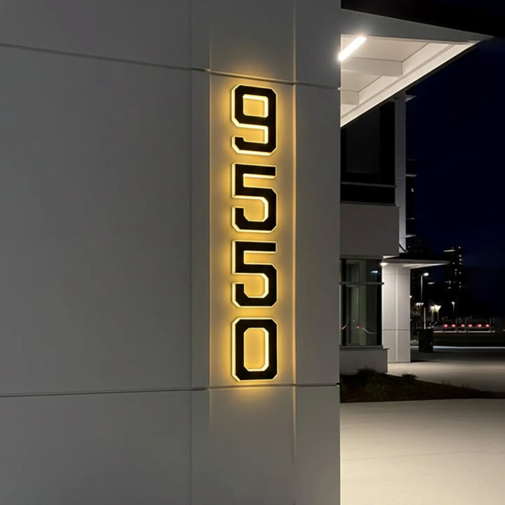 Custom Solar LED House Number Sign 6.7"