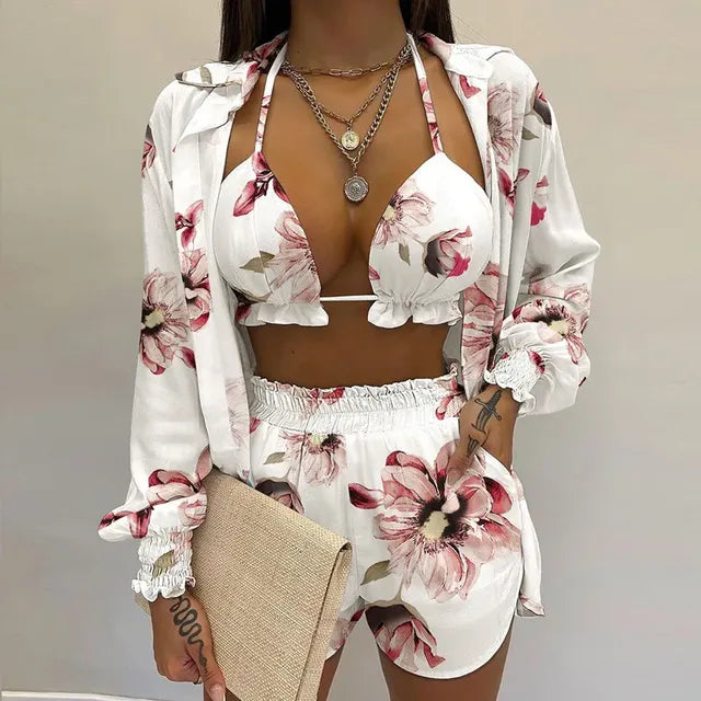 2024 Summer Women's Sexy Three-Piece Beach Outfit
