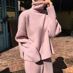 High Neck Slim Fit Sweater and Pants Two-Piece Set