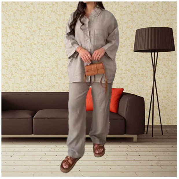 Nobu Linen Set - Women's Fashionable 2-Piece Outfit