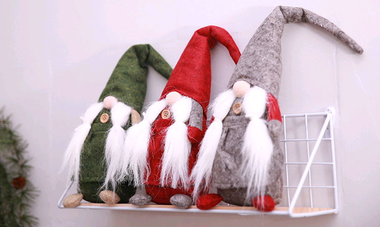 Christmas Decorations - Faceless Doll & Forest Santa Figurine