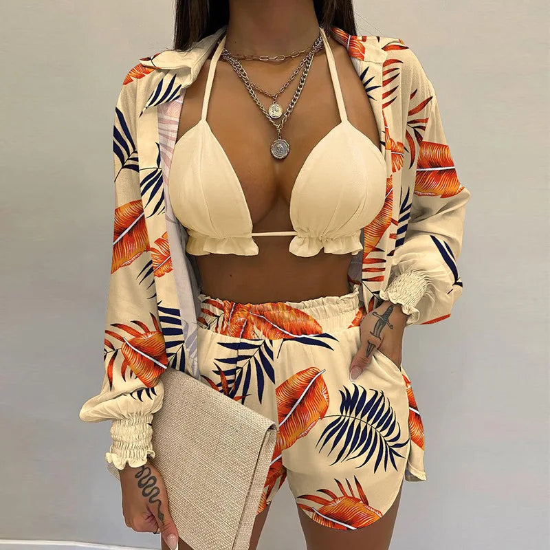 2024 Summer Women's Sexy Three-Piece Beach Outfit