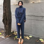 High Neck Slim Fit Sweater and Pants Two-Piece Set