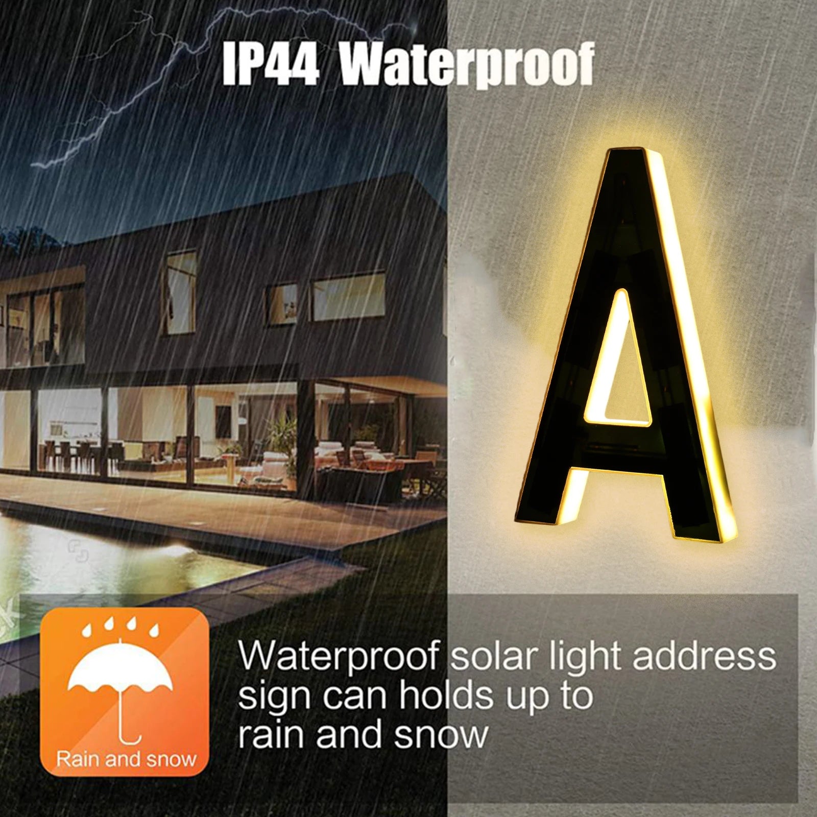 Custom Solar LED House Number Sign 6.7"