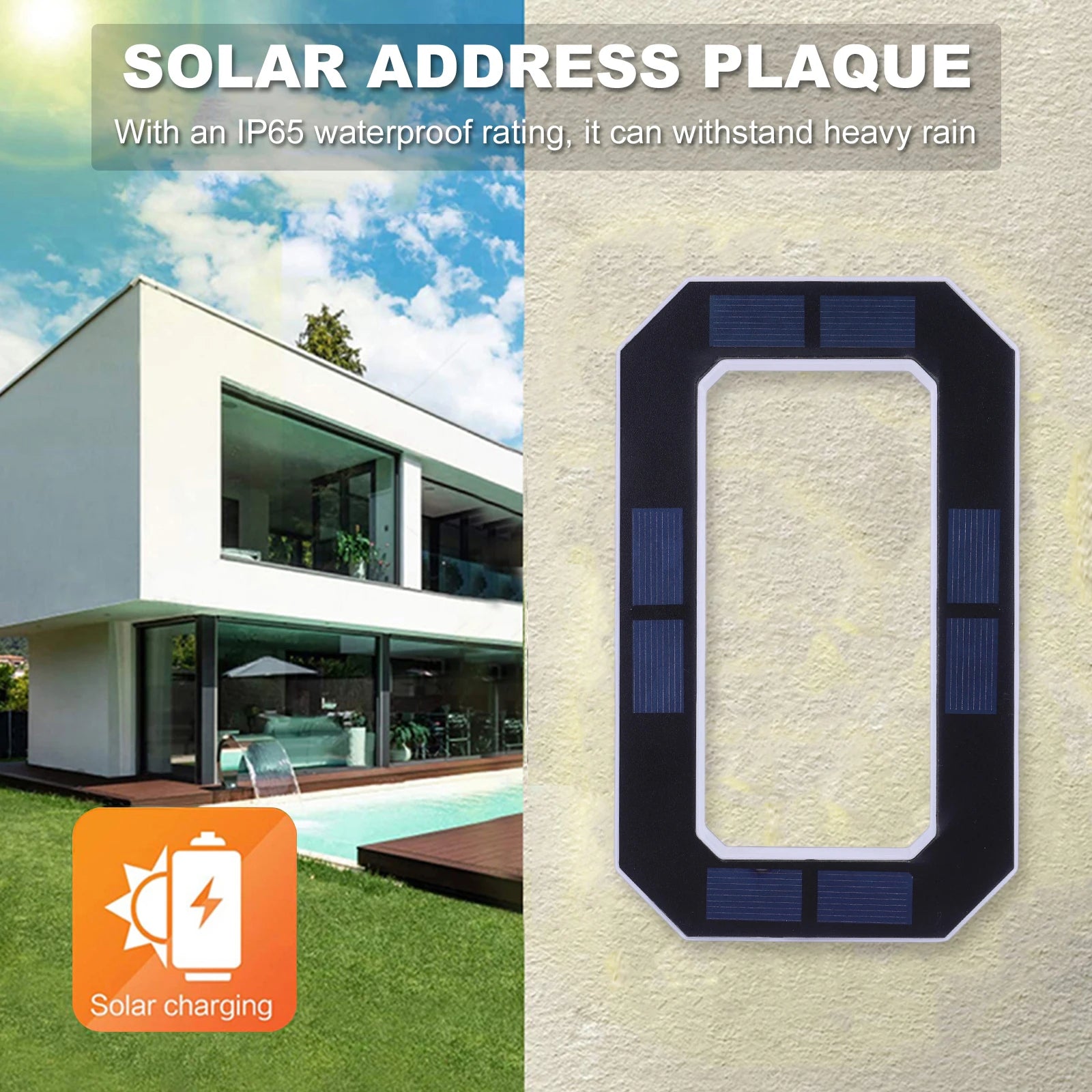 Custom Solar LED House Number Sign 6.7"