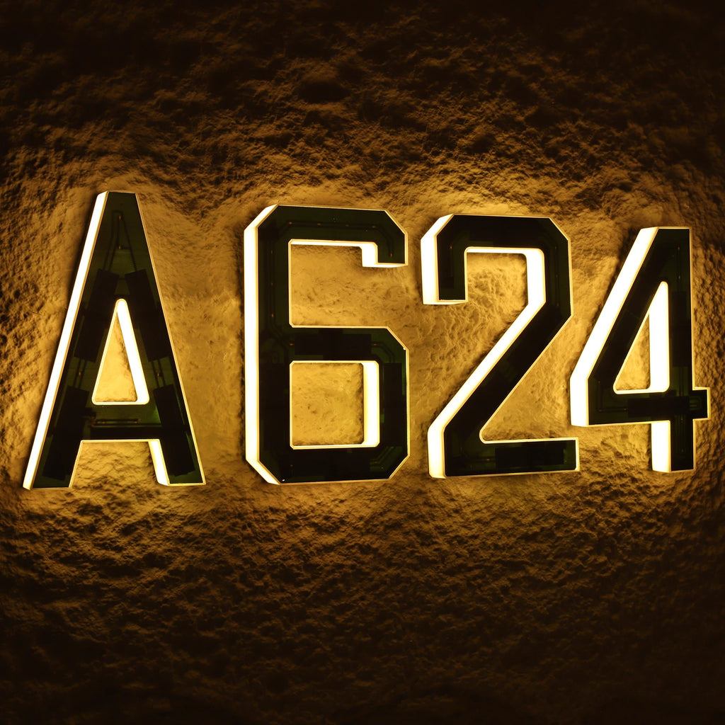 Custom Solar LED House Number Sign 6.7"