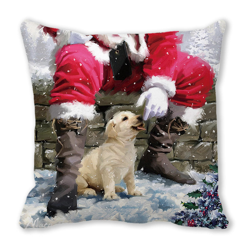 Merry Christmas Peach Skin Fabric Sofa Cushion Pillow