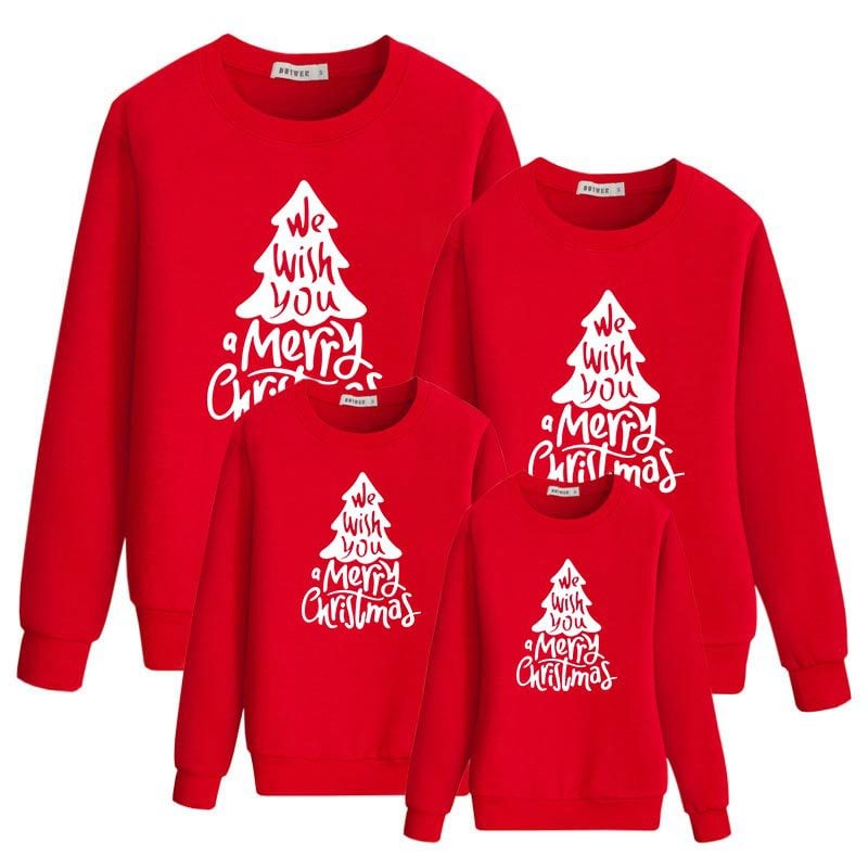 Autumn Christmas Tree Printed Parent-Child Sweater