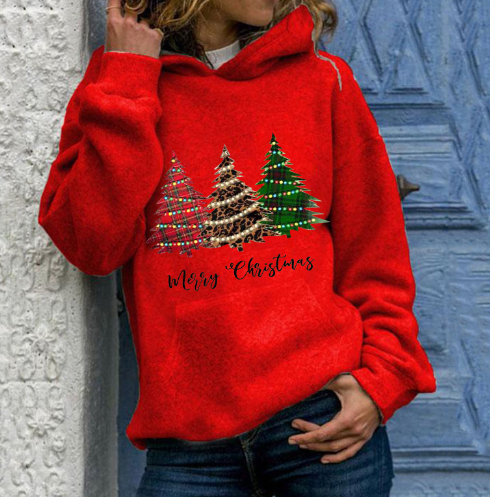 Merry Christmas Tree Hoodie - Plus Size Loose Top