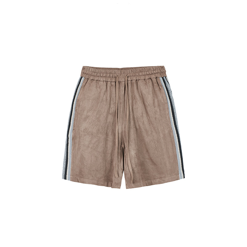 Suede Side Stitching Five-Point Shorts