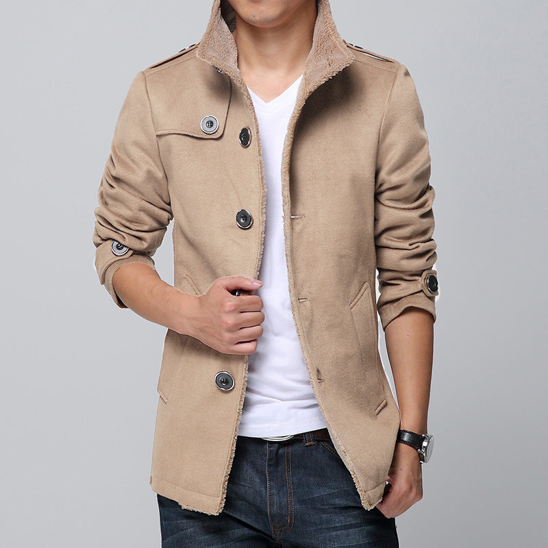 Slim-Fit Fleece Coat for Men