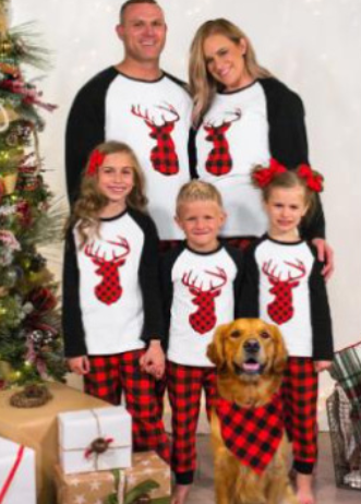 Parent-Child Christmas Plaid Patchwork Outfits