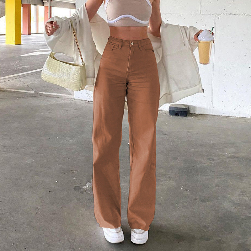 Trendy Wide Leg Slim Fit Ladies Jeans