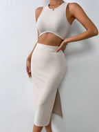 Two-Piece Slim Fit Knitted Skirt Set
