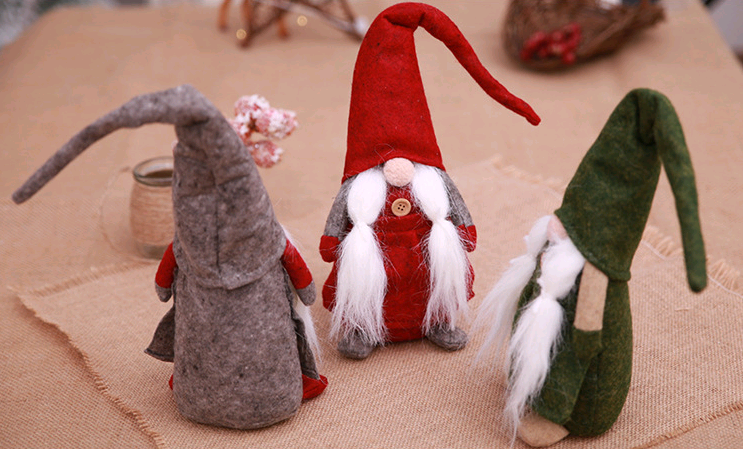 Christmas Decorations - Faceless Doll & Forest Santa Figurine