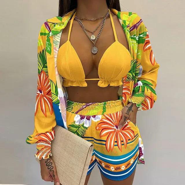 2024 Summer Women's Sexy Three-Piece Beach Outfit