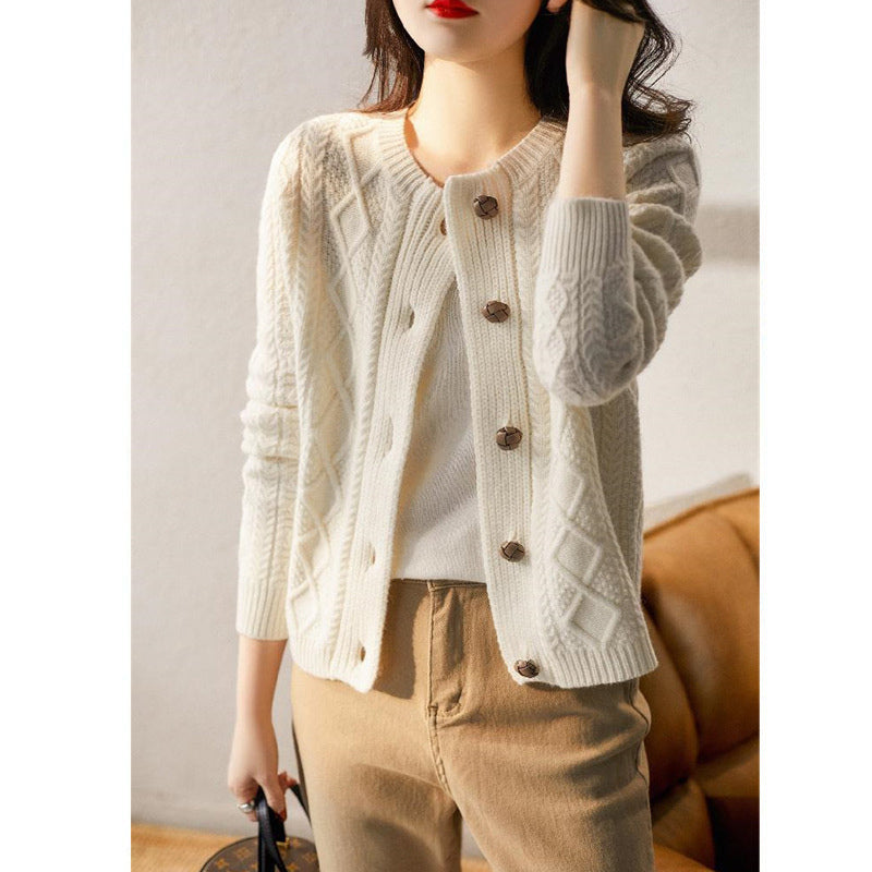 Retro Chic Thick Knit Cardigan for Autumn & Winter Women